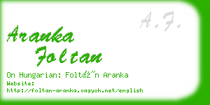 aranka foltan business card